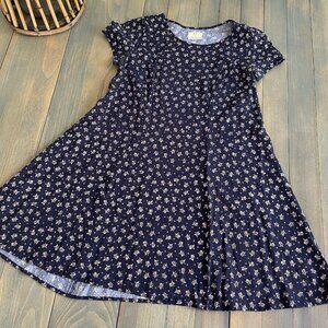 Anthropologie Pins and Needles A Line Cap Sleeve Dress Blue w/Roses Size S (S7)